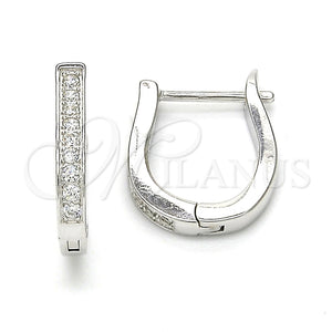 Argolla Huggie 02.186.0052.15 Plata Rodinada, con Zirconia Cubica Blanca, Pulido, Rodinado