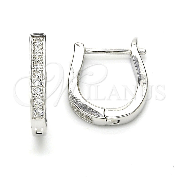 Argolla Huggie 02.186.0052.15 Plata Rodinada, con Zirconia Cubica Blanca, Pulido, Rodinado