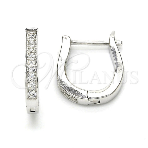Argolla Huggie 02.186.0052.15 Plata Rodinada, con Zirconia Cubica Blanca, Pulido, Rodinado