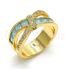 Anillo Multi Piedra 01.210.0045.13.08 Oro Laminado, con Aguamarina and Blanca Zirconia Cubica, Pulido, Tono Dorado (Size 8)