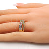 Anillo Multi Piedra 01.210.0045.14.08 Oro Laminado, con Rosado and Blanca Zirconia Cubica, Pulido, Tono Dorado (Size 8)