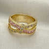 Anillo Multi Piedra 01.210.0045.14.08 Oro Laminado, con Rosado and Blanca Zirconia Cubica, Pulido, Tono Dorado (Size 8)