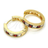 Argolla Huggie 02.237.0004.2.20 Oro Laminado, con Granate and Blanca Zirconia Cubica, Pulido, Tono Dorado