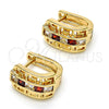 Argolla Huggie 02.237.0015.2.15 Oro Laminado, Diseño de Llave Griega, con Granate and Blanca Zirconia Cubica, Pulido, Tono Dorado