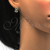 Argolla Huggie 02.237.0015.3.15 Oro Laminado, Diseño de Llave Griega, con Verde and Blanca Zirconia Cubica, Pulido, Tono Dorado