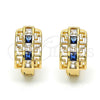 Argolla Huggie 02.237.0015.4.15 Oro Laminado, Diseño de Llave Griega, con Zirconia Cubica Zafiro Azul y Blanca, Pulido, Tono Dorado