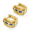 Argolla Huggie 02.237.0015.4.15 Oro Laminado, Diseño de Llave Griega, con Zirconia Cubica Zafiro Azul y Blanca, Pulido, Tono Dorado