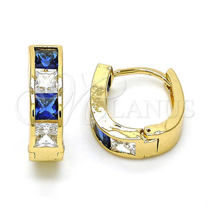 Argolla Huggie 02.237.0018.4.15 Oro Laminado, con Zafiro Azul and Blanca Zirconia Cubica, Pulido, Tono Dorado