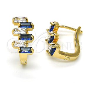 Argolla Huggie 02.237.0021.4.15 Oro Laminado, Diseño de Baguette, con Zafiro Azul and Blanca Zirconia Cubica, Pulido, Tono Dorado