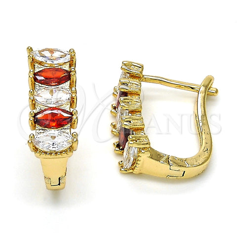 Argolla Huggie 02.237.0023.2.15 Oro Laminado, con Granate and Blanca Zirconia Cubica, Pulido, Tono Dorado