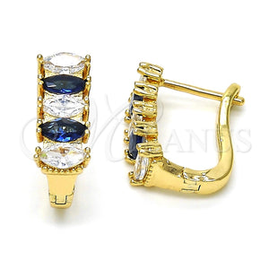 Argolla Huggie 02.237.0023.4.15 Oro Laminado, con Zafiro Azul and Blanca Zirconia Cubica, Pulido, Tono Dorado
