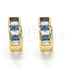 Argolla Huggie 02.237.0013.3.15 Oro Laminado, con Zafiro Azul and Blanca Zirconia Cubica, Pulido, Tono Dorado