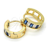 Argolla Huggie 02.237.0013.3.15 Oro Laminado, con Zafiro Azul and Blanca Zirconia Cubica, Pulido, Tono Dorado