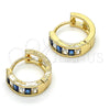 Argolla Huggie 02.237.0013.3.15 Oro Laminado, con Zafiro Azul and Blanca Zirconia Cubica, Pulido, Tono Dorado