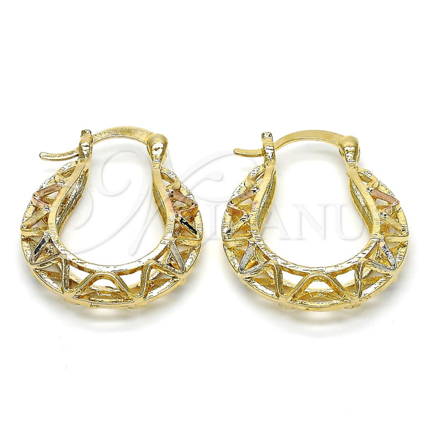 Argolla Pequeña 02.102.0031.25 Oro Laminado, Pulido, Tres Tonos