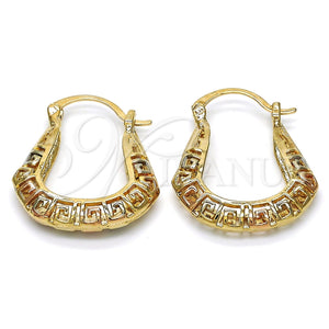 Argolla Pequeña 02.102.0015.25 Oro Laminado, Diseño de Llave Griega, Pulido, Tres Tonos