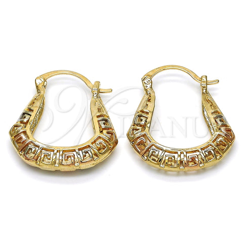 Argolla Pequeña 02.102.0015.25 Oro Laminado, Diseño de Llave Griega, Pulido, Tres Tonos