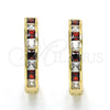 Argolla Huggie 02.267.0015.3.25 Oro Laminado, con Granate and Blanca Zirconia Cubica, Pulido, Tono Dorado