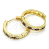Argolla Huggie 02.267.0015.3.25 Oro Laminado, con Granate and Blanca Zirconia Cubica, Pulido, Tono Dorado