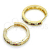 Argolla Huggie 02.267.0015.3.25 Oro Laminado, con Granate and Blanca Zirconia Cubica, Pulido, Tono Dorado