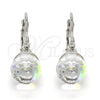 Arete Gancho Frances 02.179.0002 Rodio Laminado, con Swarovski Elements Aurore Boreale, Pulido, Rodinado