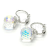 Arete Gancho Frances 02.179.0002 Rodio Laminado, con Swarovski Elements Aurore Boreale, Pulido, Rodinado