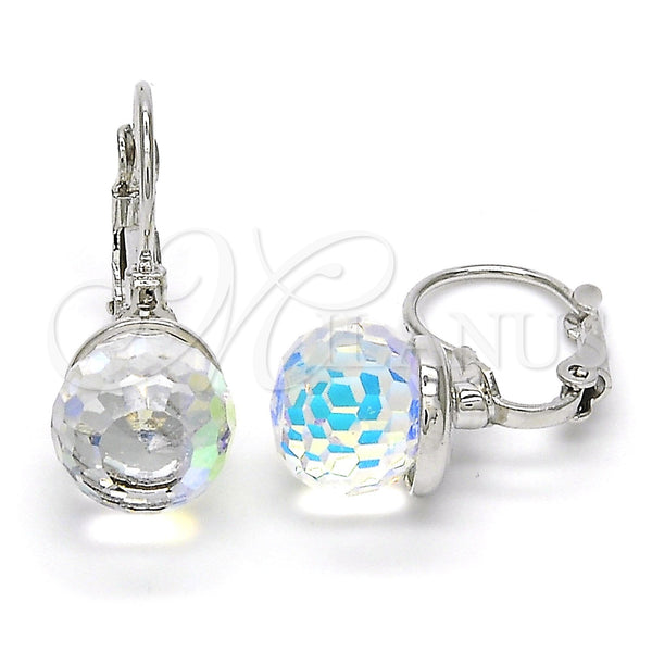 Arete Gancho Frances 02.179.0002 Rodio Laminado, con Swarovski Elements Aurore Boreale, Pulido, Rodinado