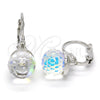 Arete Gancho Frances 02.179.0002 Rodio Laminado, con Swarovski Elements Aurore Boreale, Pulido, Rodinado