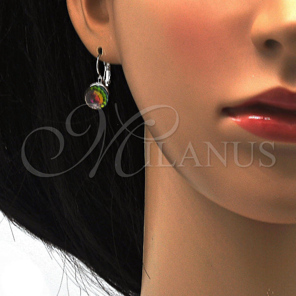 Arete Gancho Frances 02.179.0002.1 Rodio Laminado, con Swarovski Elements Volcano, Pulido, Rodinado
