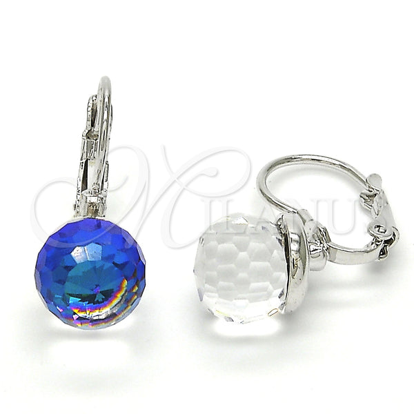 Arete Gancho Frances 02.179.0002.2 Rodio Laminado, con Swarovski Elements Bermuda Blue, Pulido, Rodinado