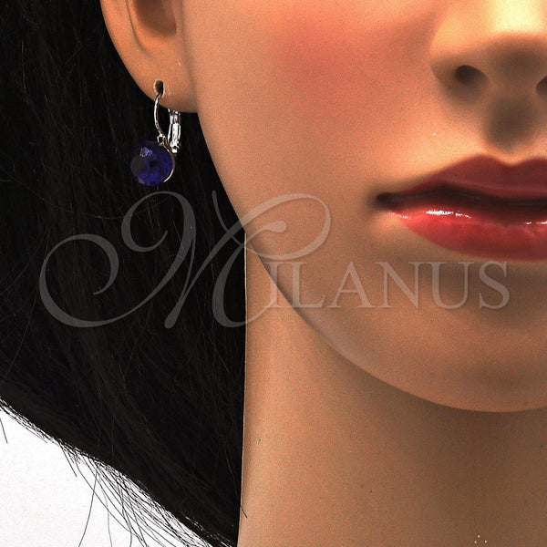 Arete Gancho Frances 02.179.0002.3 Rodio Laminado, con Swarovski Elements Capri Blue, Pulido, Rodinado