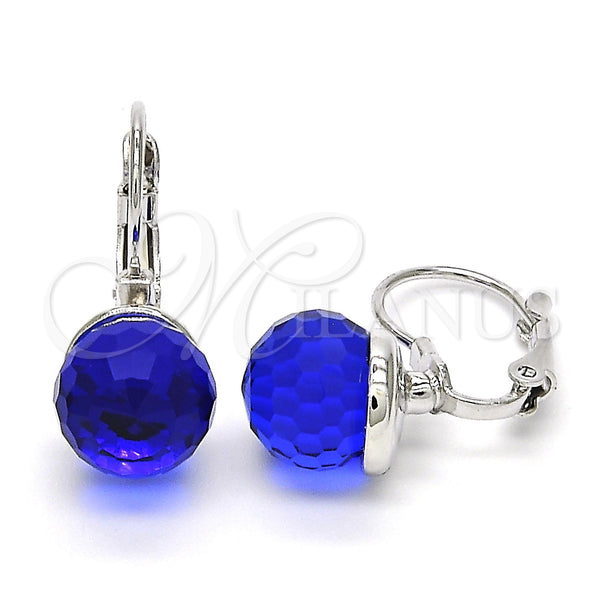 Arete Gancho Frances 02.179.0002.3 Rodio Laminado, con Swarovski Elements Capri Blue, Pulido, Rodinado
