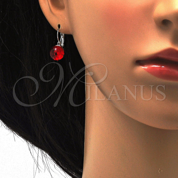Arete Gancho Frances 02.179.0002.4 Rodio Laminado, con Swarovski Elements Light Siam, Pulido, Rodinado