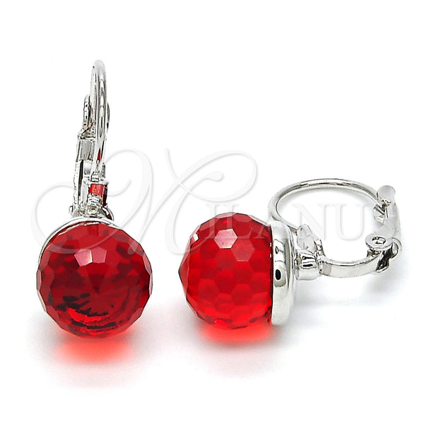 Arete Gancho Frances 02.179.0002.4 Rodio Laminado, con Swarovski Elements Light Siam, Pulido, Rodinado