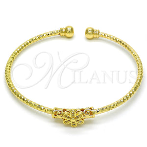 Aro Individual 07.193.0002 Oro Laminado, Diseño de Flor, con Blanca Micro Pave, Diamantado, Tono Dorado (03 MM Thickness, One size fits all)