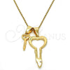 Dije Elegante 05.179.0055 Oro Laminado, Diseño de Llave y Amor, con Blanca Cristal, Pulido, Tono Dorado
