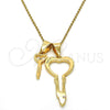 Dije Elegante 05.179.0055 Oro Laminado, Diseño de Llave y Amor, con Blanca Cristal, Pulido, Tono Dorado