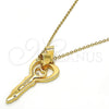 Dije Elegante 05.179.0055 Oro Laminado, Diseño de Llave y Amor, con Blanca Cristal, Pulido, Tono Dorado