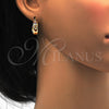 Argolla Pequeña 02.99.0009.1.15 Oro Laminado, Diseño de Baguette, con Multicolor Zirconia Cubica, Pulido, Tono Dorado