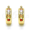 Argolla Pequeña 02.99.0009.1.15 Oro Laminado, Diseño de Baguette, con Multicolor Zirconia Cubica, Pulido, Tono Dorado