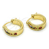 Argolla Pequeña 02.99.0009.1.15 Oro Laminado, Diseño de Baguette, con Multicolor Zirconia Cubica, Pulido, Tono Dorado