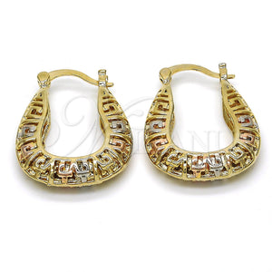 Argolla Pequeña 02.102.0007.20 Oro Laminado, Diseño de Llave Griega, Pulido, Tres Tonos