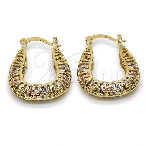 Argolla Pequeña 02.102.0007.20 Oro Laminado, Diseño de Llave Griega, Pulido, Tres Tonos