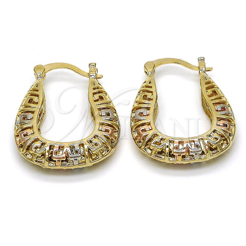 Argolla Pequeña 02.102.0007.20 Oro Laminado, Diseño de Llave Griega, Pulido, Tres Tonos