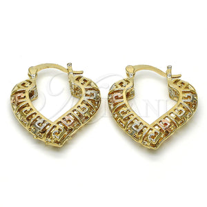 Argolla Pequeña 02.102.0010.25 Oro Laminado, Diseño de Corazón, Pulido, Tres Tonos