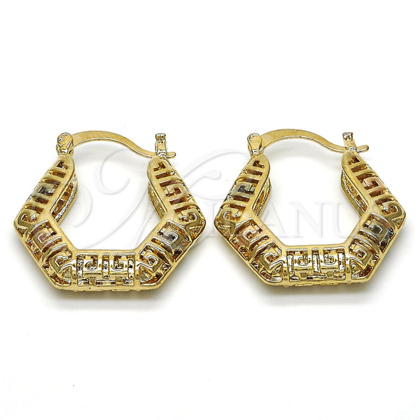 Argolla Pequeña 02.102.0014.25 Oro Laminado, Diseño de Llave Griega, Pulido, Tres Tonos