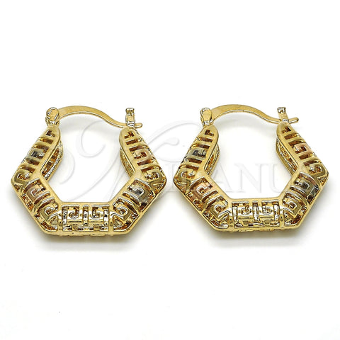 Argolla Pequeña 02.102.0014.25 Oro Laminado, Diseño de Llave Griega, Pulido, Tres Tonos