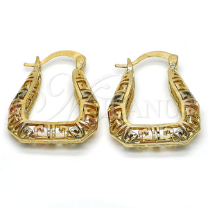 Argolla Pequeña 02.102.0024.25 Oro Laminado, Diseño de Llave Griega, Pulido, Tres Tonos
