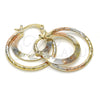 Argolla Pequeña 02.65.2633.25 Oro Laminado, Diseño de Estrella, Diamantado, Tres Tonos