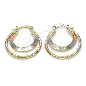 Argolla Pequeña 02.65.2633.25 Oro Laminado, Diseño de Estrella, Diamantado, Tres Tonos